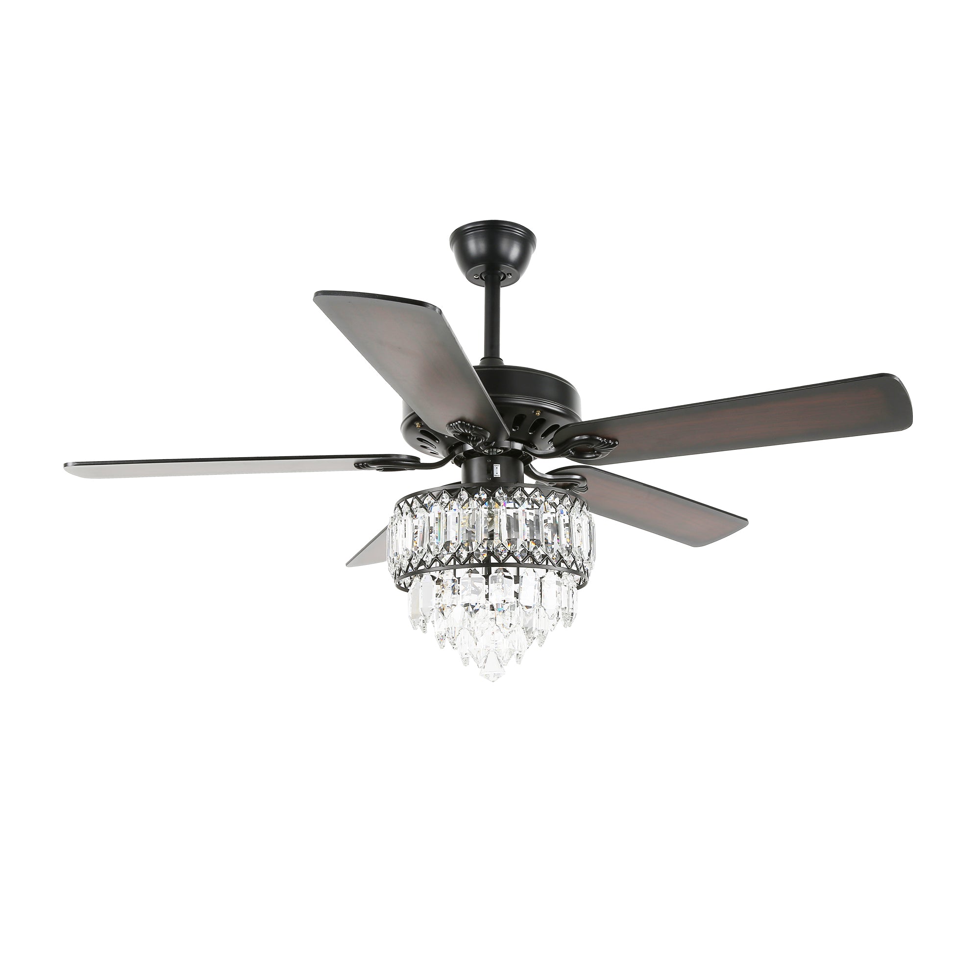 52 Inch Modern Luxury Crystal Ceiling Fan with Light and Remote Control, 6 Speeds DC Motor Chandelier Ceiling Fan for Living Room
