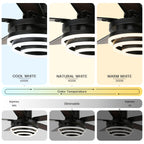 52 Inch Black/Chrome Modern Ceiling Fan with LED Light and Remote Control, 6 Speeds DC Motor Reversible Ceiling Fan with DIY Shade