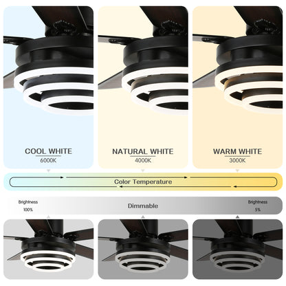 52 in. LED Reversible Ceiling Fan with Remote and Dimmable Light