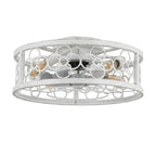 BD2073-BellaDepot 19.5" Farmhouse Distressed White Reversible Caged Ceiling Fan with 4 Lights and Remote