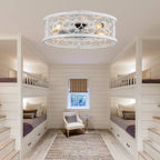 BD2073-BellaDepot 19.5" Farmhouse Distressed White Reversible Caged Ceiling Fan with 4 Lights and Remote