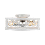 BD2073-BellaDepot 19.5" Farmhouse Distressed White Reversible Caged Ceiling Fan with 4 Lights and Remote