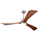52 Inch Modern Farmhouse Stain Nickel Solid Wood Blade Ceiling Fan with Lights & Remote Control, 6 Speed DC Motor Reversible Ceiling Fan