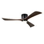 52 Inch Modern Farmhouse Matte Black Flush Mount eiling Fan with Lights & Remote Control, 6 Speed DC Motor Reversible Ceiling Fan