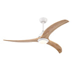 52 Inch Modern Farmhouse Matte White Solid Wood Blade Ceiling Fan with Lights & Remote Control, 6 Speed DC Motor Reversible Ceiling Fan