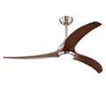 52 Inch Modern Stain Nickel Walnut Wood Ceiling Fan with Lights & Remote Control, 6 Speed DC Motor Reversible Ceiling Fan