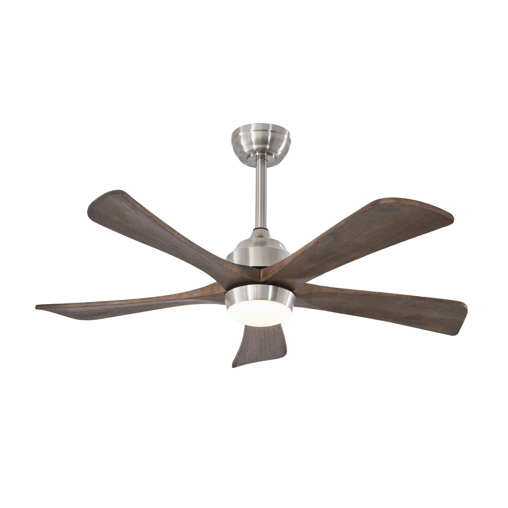 42 Inch Modern Farmhouse Stain Nickel Solid Wood Blade Ceiling Fan with Lights & Remote Control, 6 Speed DC Motor Reversible Ceiling Fan
