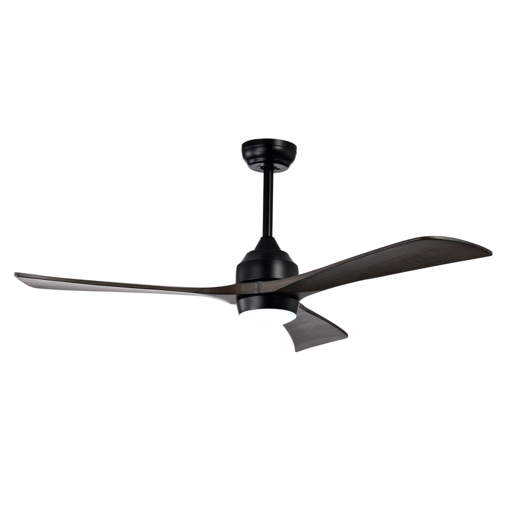 52 Inch Modern Farmhouse Black 3 Blade Ceiling Fan with Lights & Remote Control, 6 Speed DC Motor Reversible Ceiling Fan