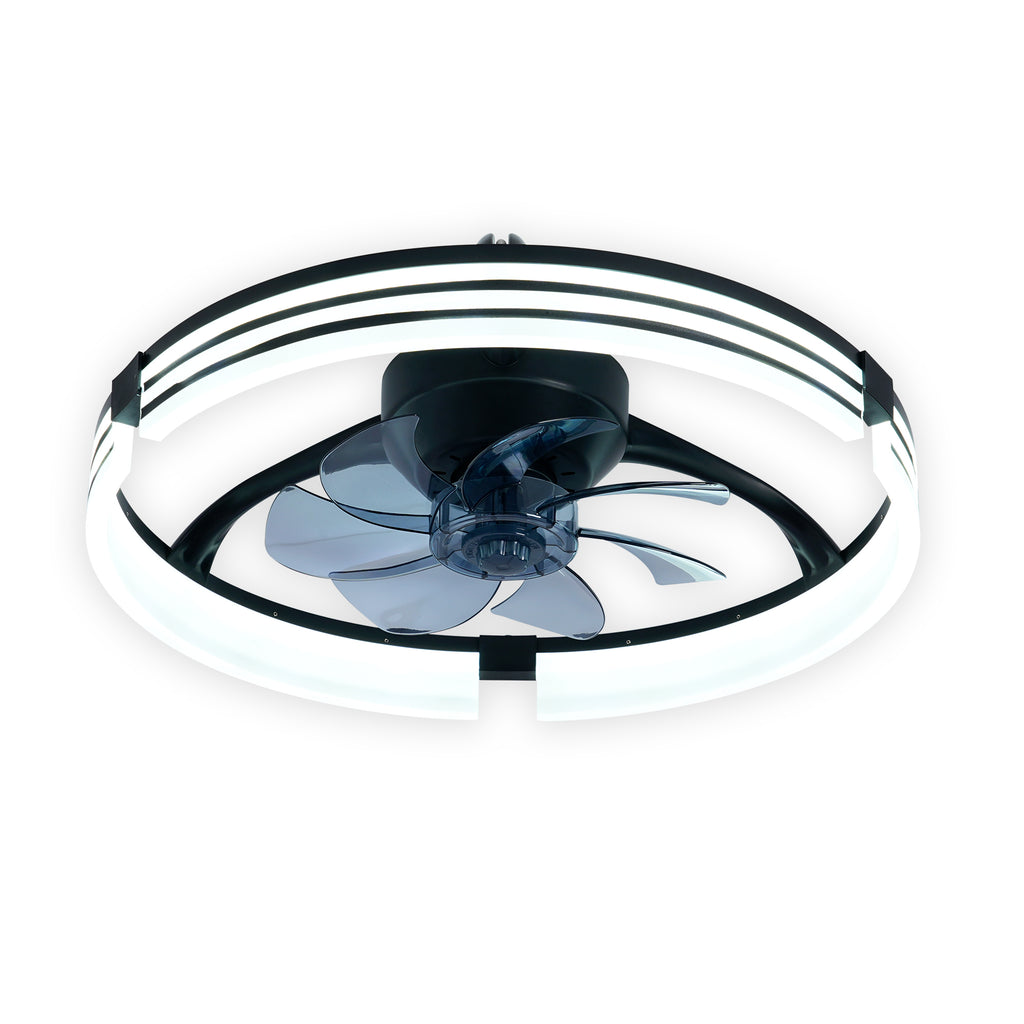 20 Inch Modern Flush Mount Ceiling Fan with LED Light Kit & Remote Control, 6 Speed DC Motor Reversible Ceiling Fan