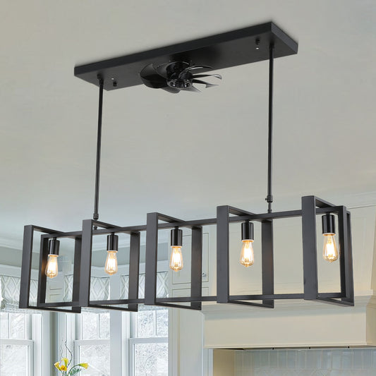 CT1001-BellaDepot 47.2" Industrial Reversible Kitchen Island Ceiling Fan with Remote and Lights
