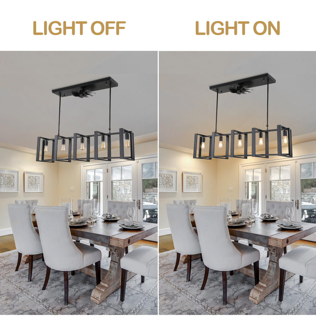 CT1001-BellaDepot 47.2" Industrial Reversible Kitchen Island Ceiling Fan with Remote and Lights