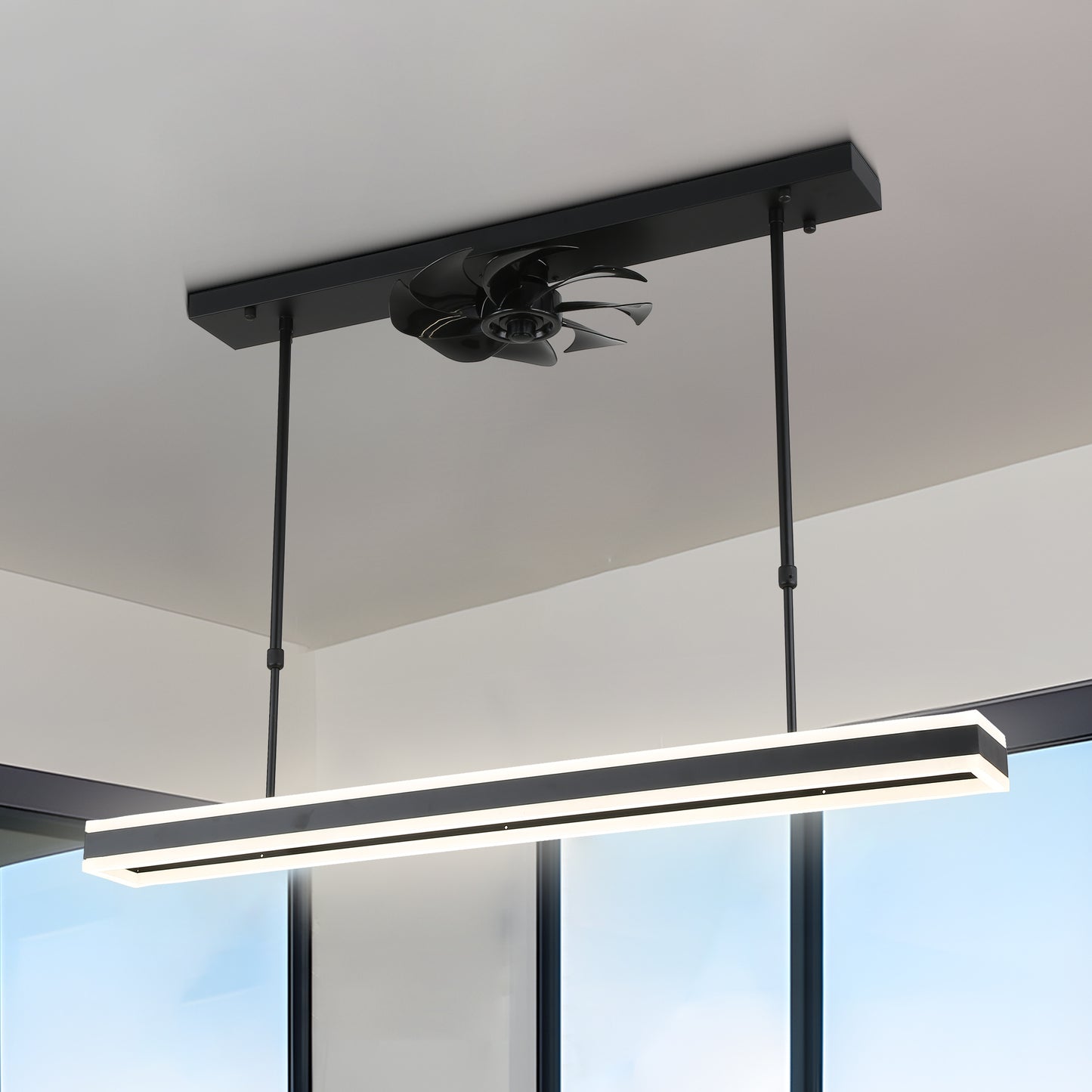 CT1003-39.4" Contemporary Black Color LED Ceiling Fan, with Remote and LED Light Kit Included, Creative Chandelier Lighting