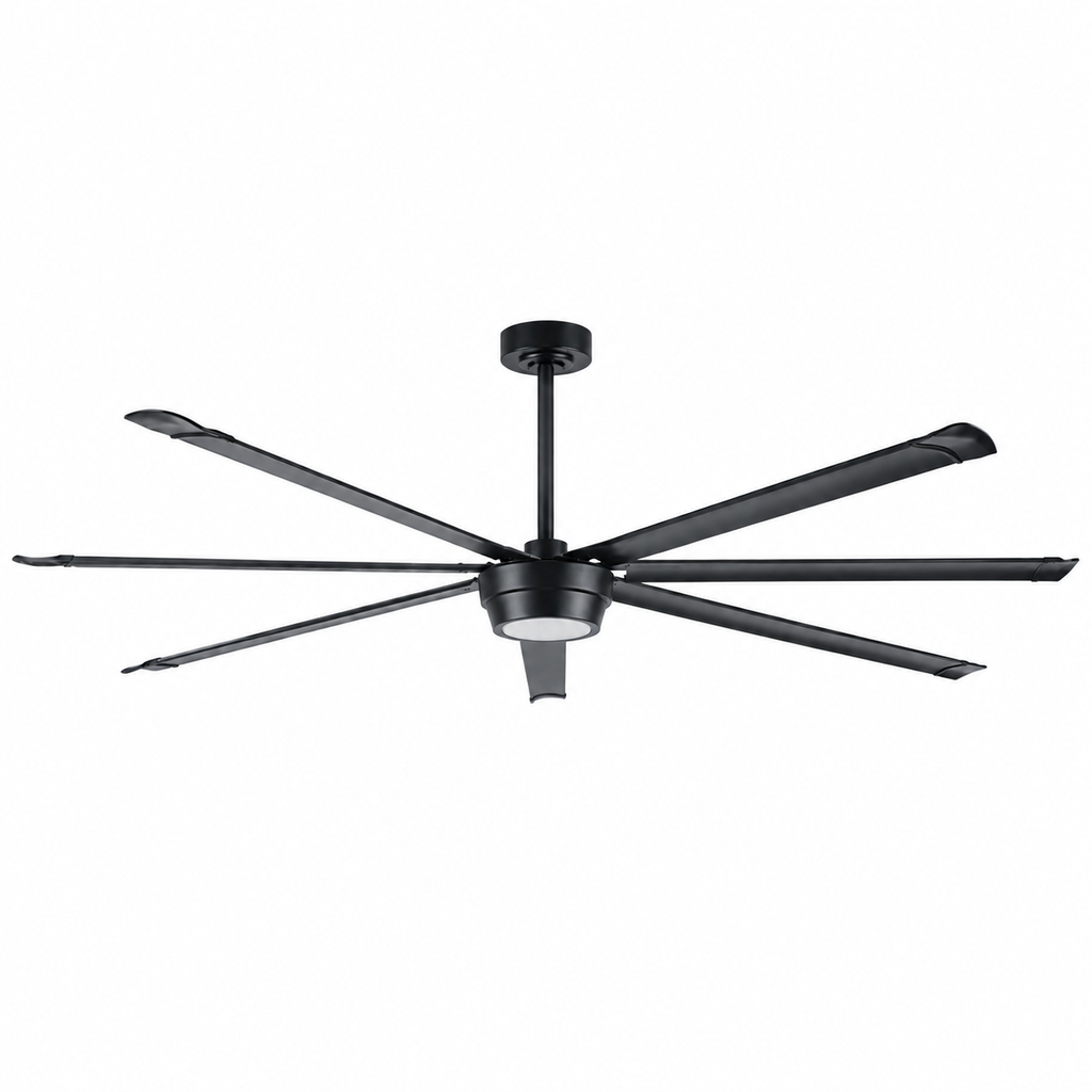 Industrial 100 Inch Large Down Rod Ceiling Fan 7 Blades Metal Ceiling Fan with Reversible Quiet DC Motor Remote Control with 6 Speed Ceiling Fan Suit for Factory, Living Room, Farmhouse