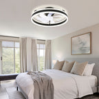 20 Inch Modern Smart Flush Mount Ceiling Fan with Dimmable LED Light and Remote, 6 Speeds DC Motor Reversible Bladeless Celing Fan for Bedroom