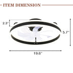 20 Inch Modern Smart Flush Mount Ceiling Fan with Dimmable LED Light and Remote, 6 Speeds DC Motor Reversible Bladeless Celing Fan for Bedroom