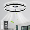 20 Inch Modern Smart Flush Mount Ceiling Fan with Dimmable LED Light and Remote, 6 Speeds DC Motor Reversible Bladeless Celing Fan for Bedroom