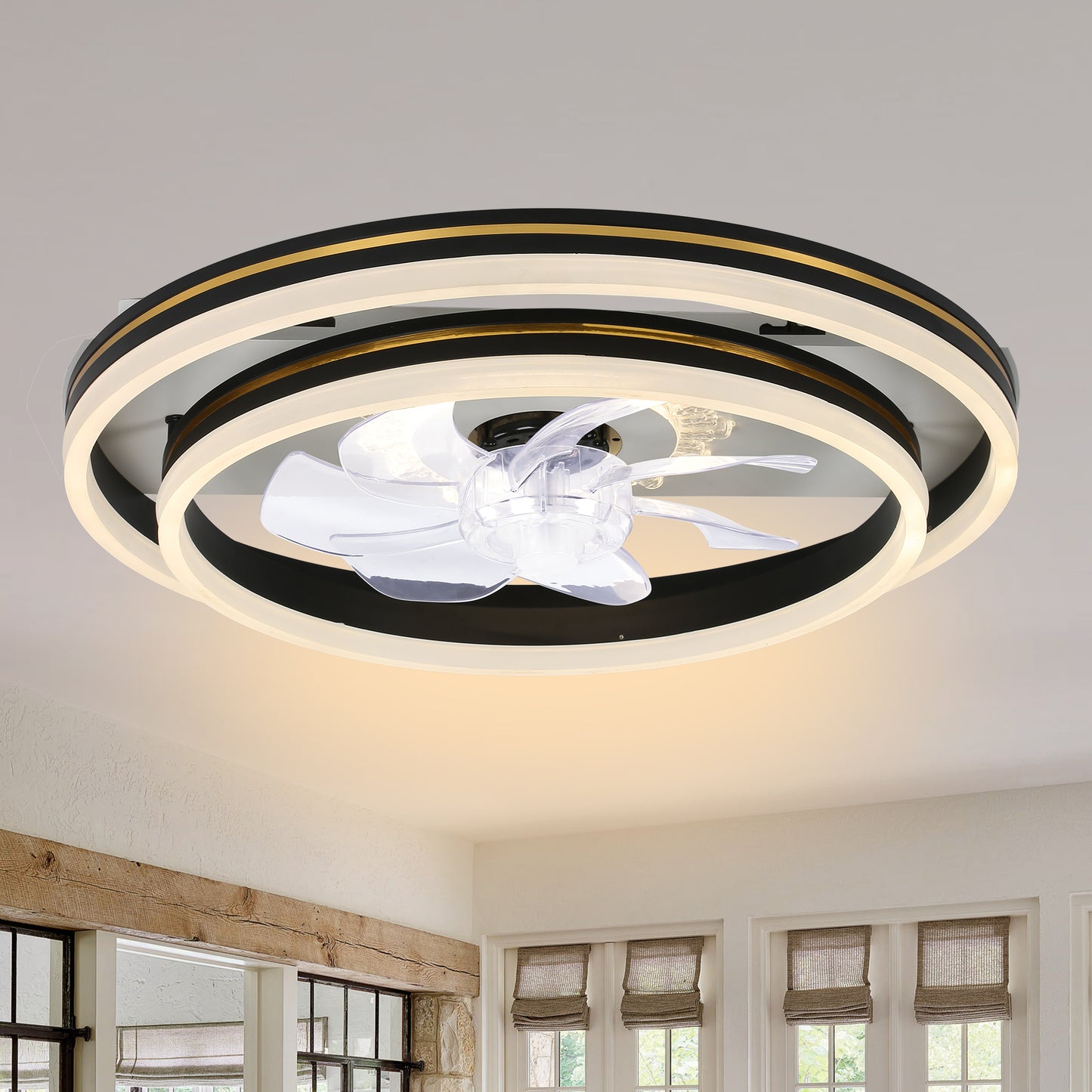 DC2004-20" Low Profile Reversible LED Ceiling Fan, with Dimmable Lights and Remote