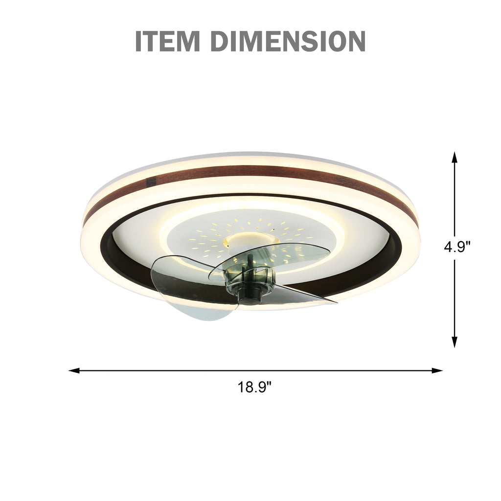 DC2010-BellaDepot 18.9" Modern Low Profile Reversible Ceiling Fan with LED Light Kit Included and Remote