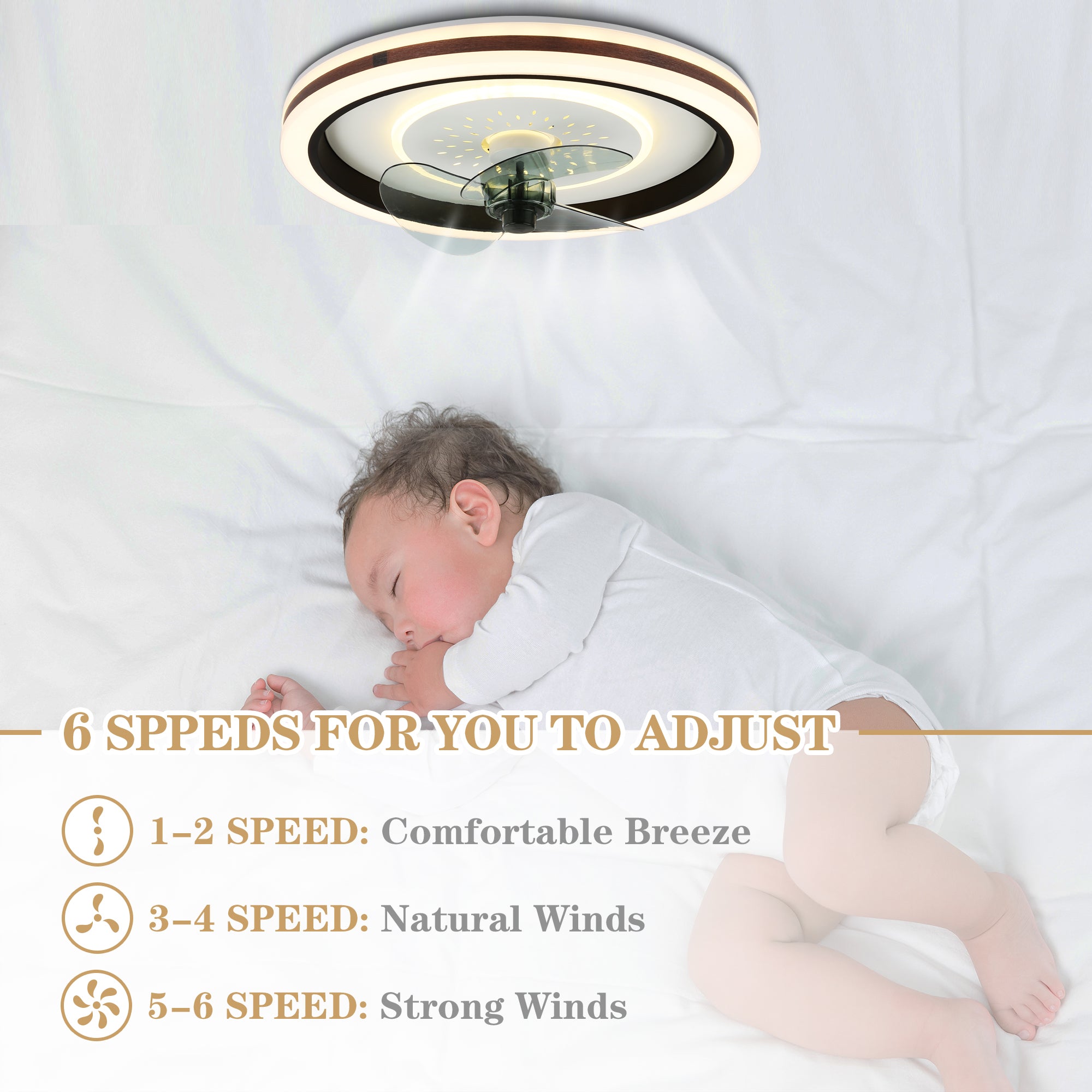 DC2010-BellaDepot 18.9" Modern Low Profile Reversible Ceiling Fan with LED Light Kit Included and Remote