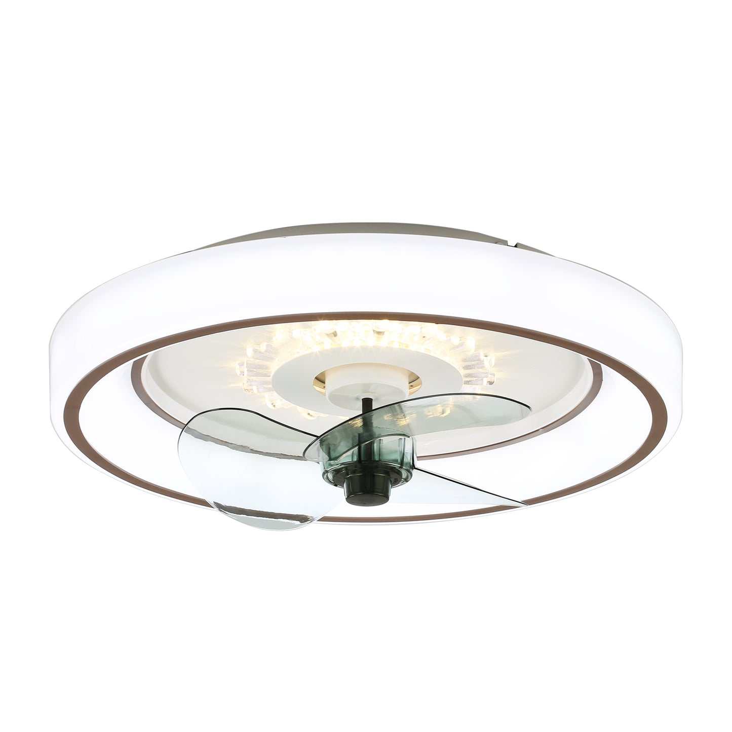 19 in. Indoor Smart App Control White Ceiling Fan with Integrated LED Light Flush Mount Dimmer Ceiling Lighting