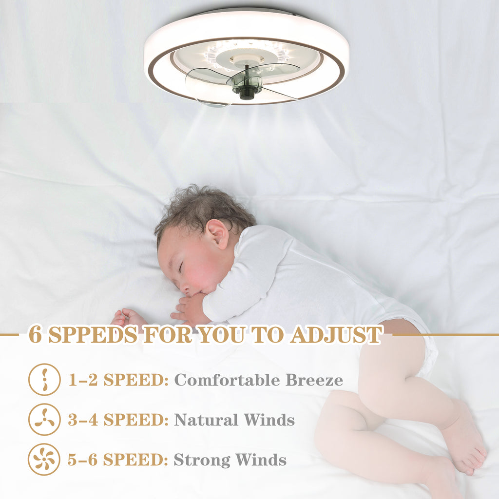 DC2011-BellaDepot 18.5" Urban Modern Flush Mount Reversible Ceiling Fan with LED Light Kit Included and Remote