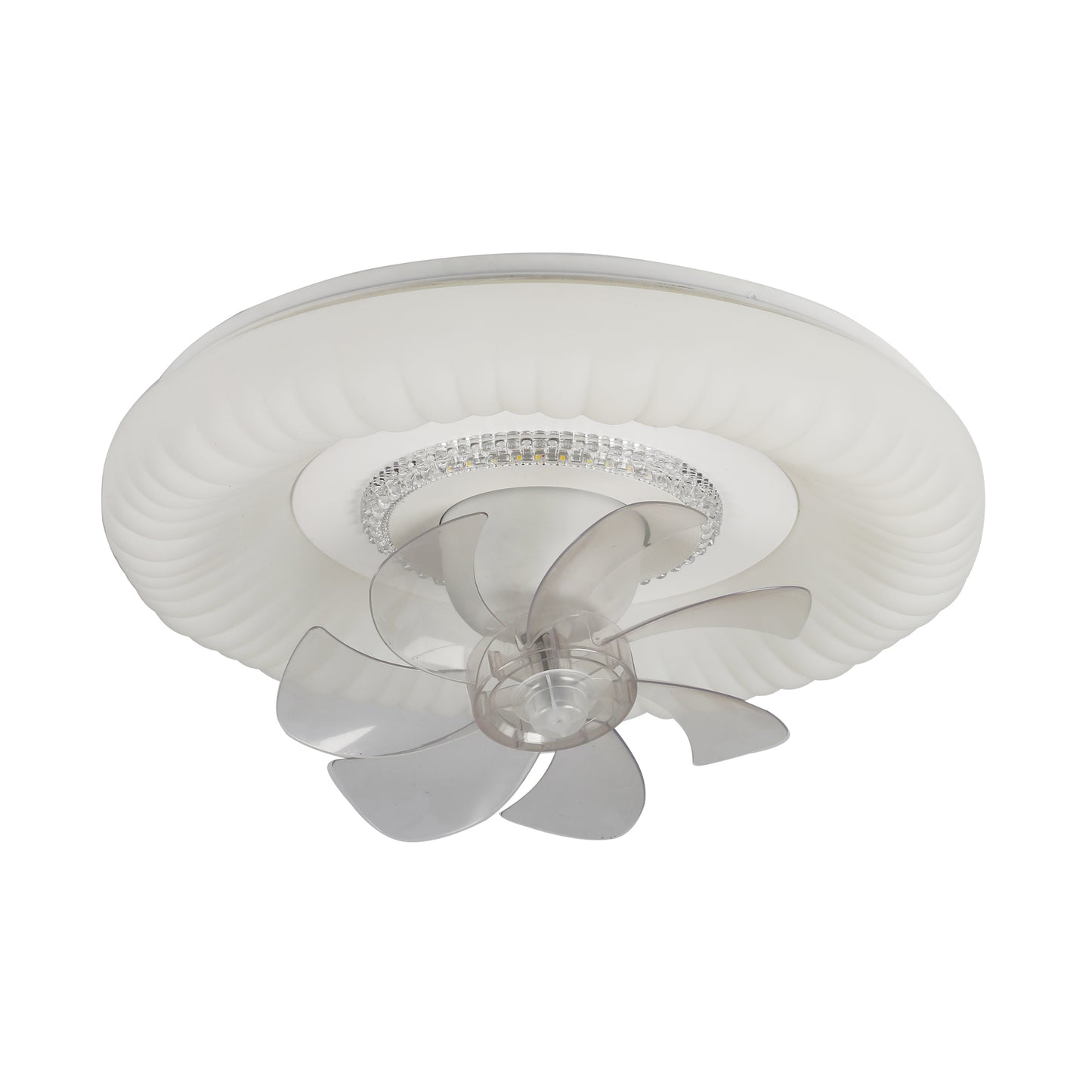 18 in. LED Indoor Modern 360-Degree Oscillating Flush Mount White Ceiling Fan with Dimmable Light and Remote APP