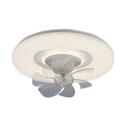 18 in. LED Indoor Modern 360-Degree Oscillating Flush Mount White Ceiling Fan with Dimmable Light and Remote APP