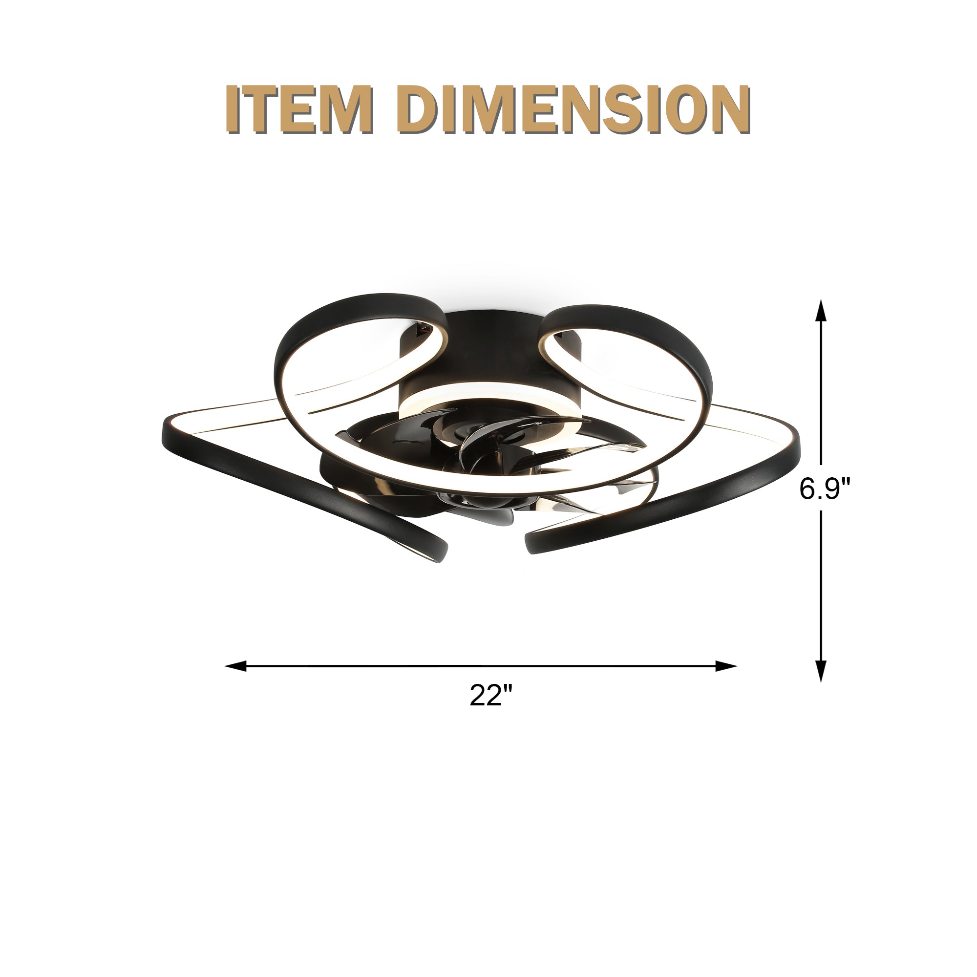 22 Inch Modern Smart Flush Mount Ceiling Fan with LED Lights and Remote, 6 Speeds DC Motor Bladeless Ceiling Fan for Low Profile