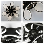 22 Inch Modern Smart Flush Mount Ceiling Fan with LED Lights and Remote, 6 Speeds DC Motor Bladeless Ceiling Fan for Low Profile