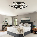 22 Inch Modern Smart Flush Mount Ceiling Fan with LED Lights and Remote, 6 Speeds DC Motor Bladeless Ceiling Fan for Low Profile