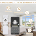 22 Inch Modern Smart Flush Mount Ceiling Fan with LED Lights and Remote, 6 Speeds DC Motor Bladeless Ceiling Fan for Low Profile