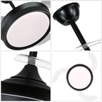 36 Inch Black/Gold/White Modern Smart Retractable Ceiling Fan with LED Light and Remote, 6 Speeds DC Motor Bladeless Ceiling Fan