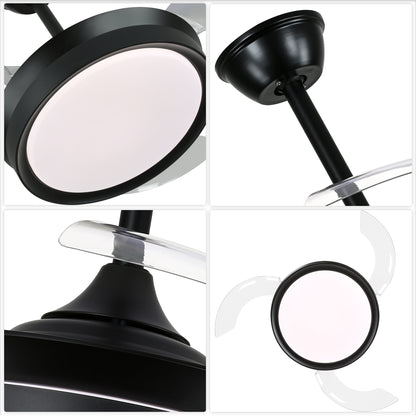 DC3605-BellaDepot 36" Gold/Black/White Finish Retractable Ceiling Fan with Remote and LED Light Kit Included, CCT Dimmable Ceiling Fan