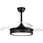 36 Inch Black/Gold/White Modern Smart Retractable Ceiling Fan with LED Light and Remote, 6 Speeds DC Motor Bladeless Ceiling Fan