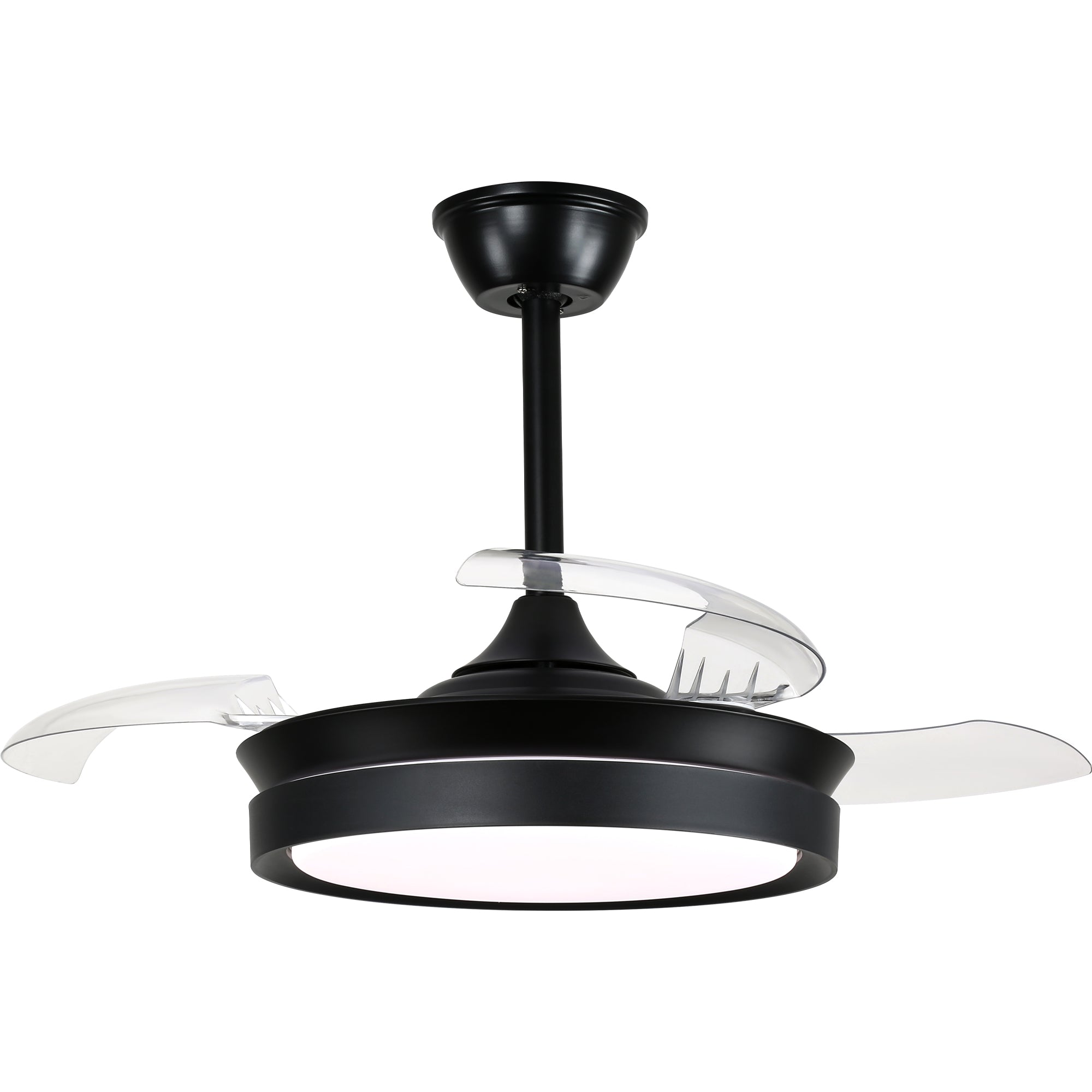 36 Inch Black/Gold/White Modern Smart Retractable Ceiling Fan with LED Light and Remote, 6 Speeds DC Motor Bladeless Ceiling Fan