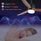 52 Inch 3 Wooden Blades Ceiling Fan with Dimmable LED Light and Remote, 6 Speeds DC Motor Reversible Ceiling Fan for Living Room