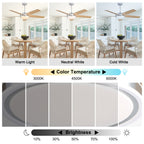 52 Inch Modern Black/Chrome Ceiling Fan with Dimmable LED Lights and Remote Control, 6 Speeds DC Motor Reversible Ceiling Fan for Large Room