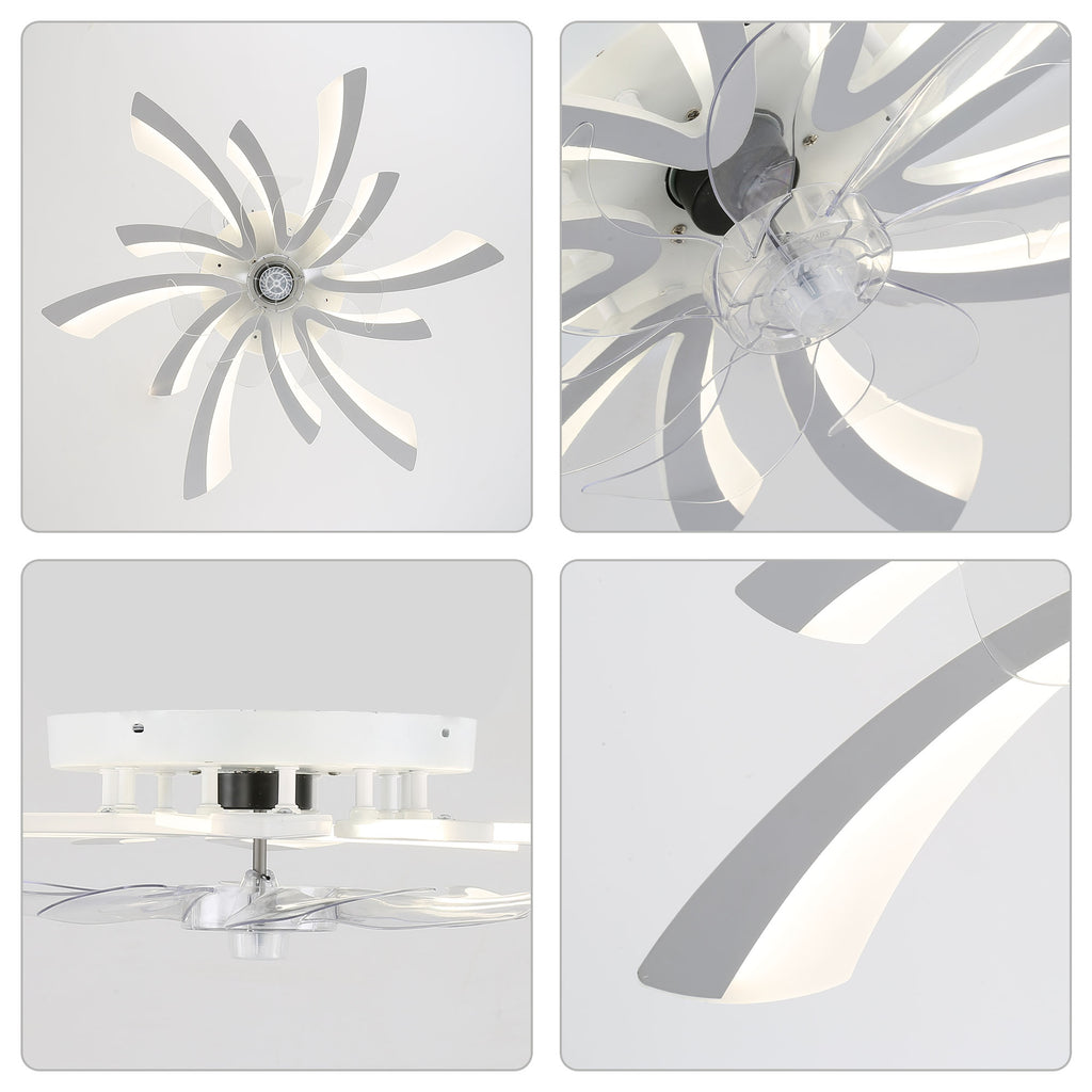 DC3101-BellaDepot 30.7" Medium Flush Mount Reversible Ceiling Fan with Remote and Light Kit Included, 6 Speeds Ceiling Fan