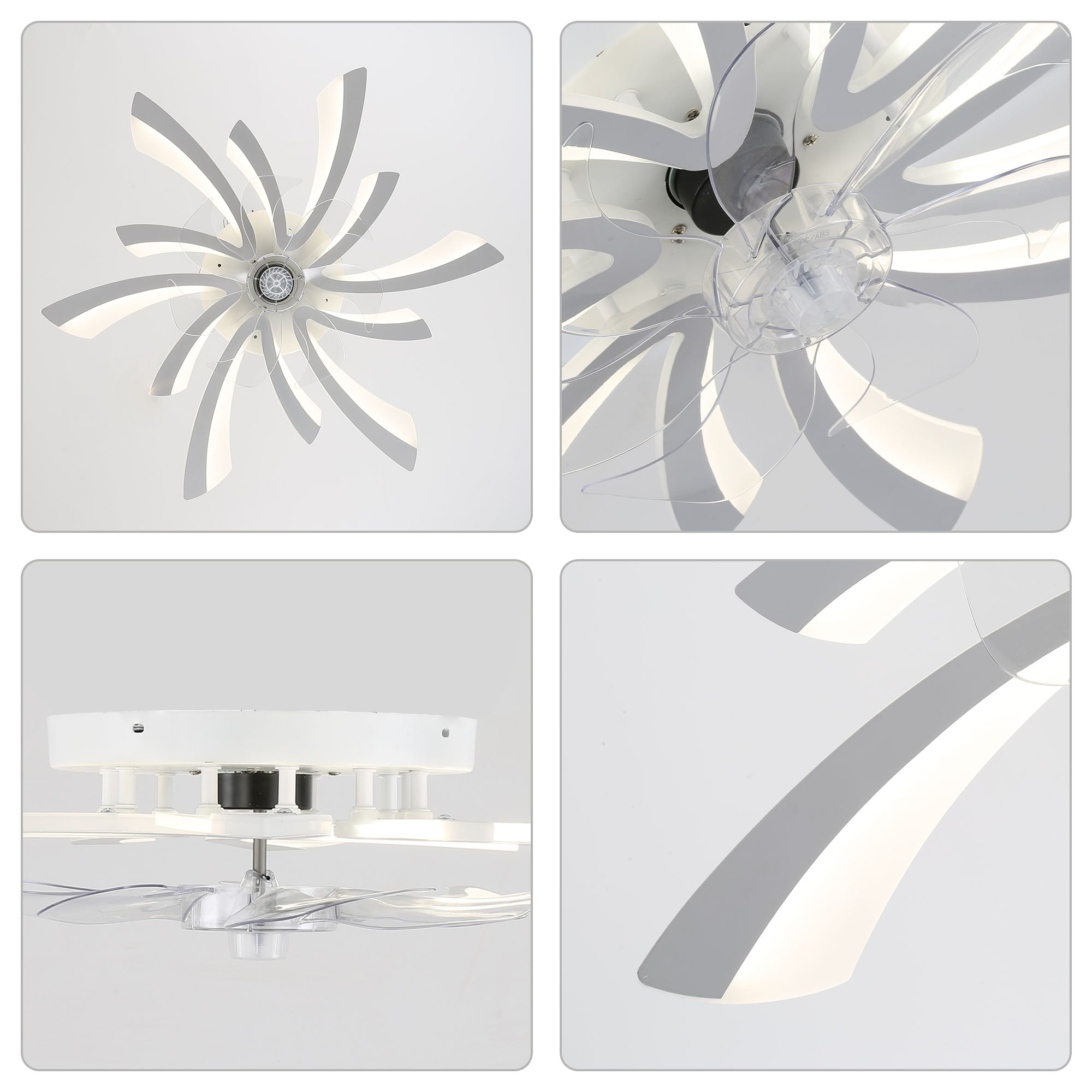 DC3101-BellaDepot 30.7" Medium Flush Mount Reversible Ceiling Fan with Remote and Light Kit Included, 6 Speeds Ceiling Fan