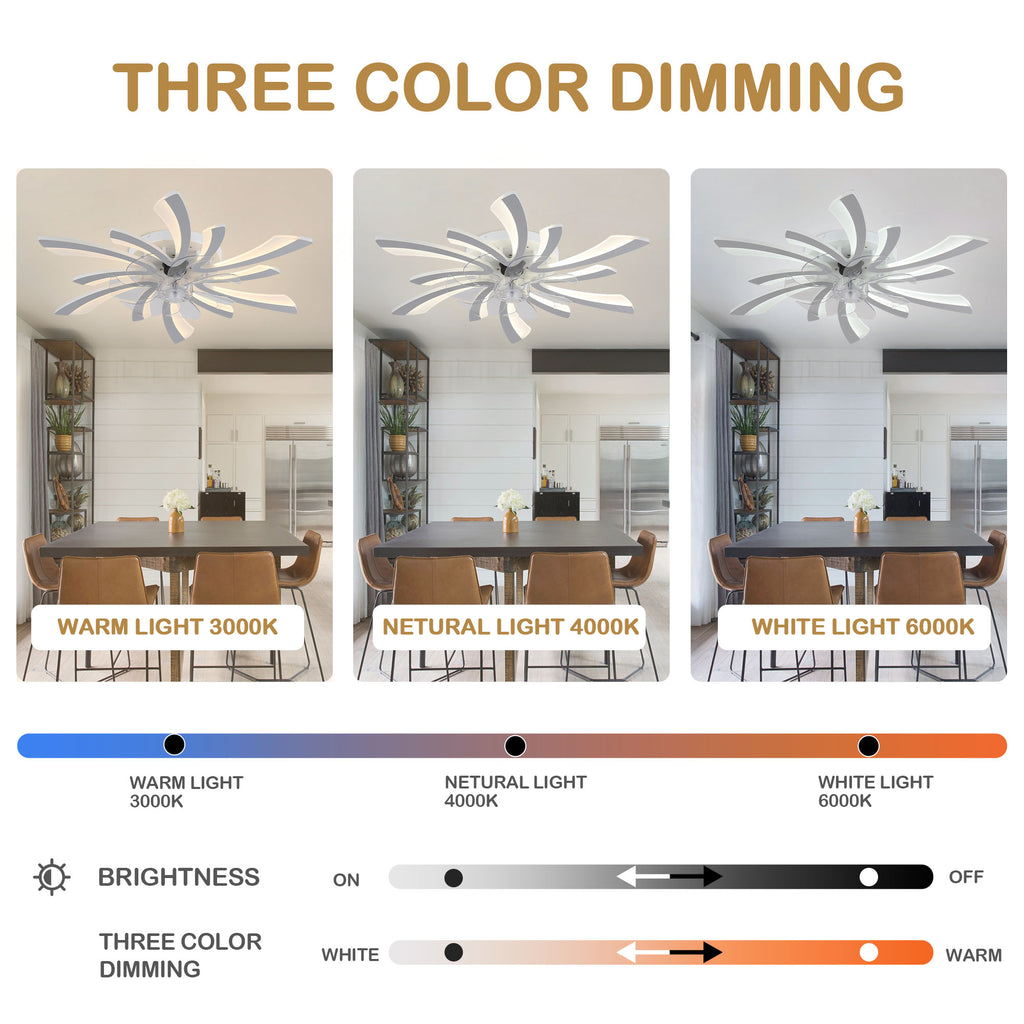 DC3101-BellaDepot 30.7" Medium Flush Mount Reversible Ceiling Fan with Remote and Light Kit Included, 6 Speeds Ceiling Fan