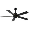52 Inch Black Modern Ceiling Fan with Remote Control, 6 Speeds DC Motor 5-Blade Reversible Ceiling Fan for Living Room