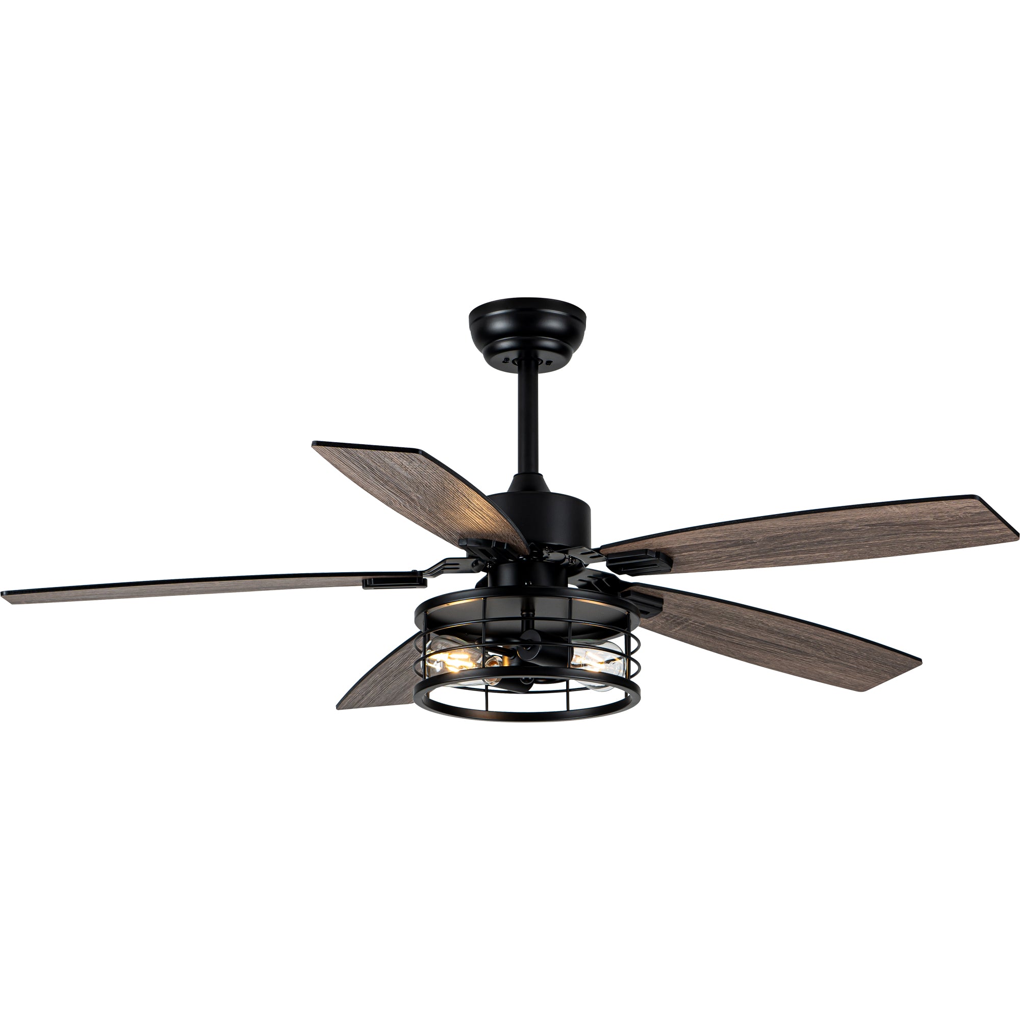 52 Inch Industrial Metal Caged Ceiling Fan with Lights and Remote Control, Silent DC Motor Fan for All Seasons