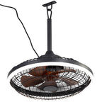 20 Inch Black Outdoor Caged Ceiling Fan with Dimmable LED Lights and Remote, 6 Speeds DC Motor Waterproof Plug In Ceiling Fan for Patios