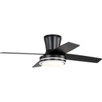 44 Inch Black/Chrome Modern Flush Mount Ceiling Fan with Dimmable LED Lights and Remote, 6 Speeds DC Motor Low Profile Ceiling Fan