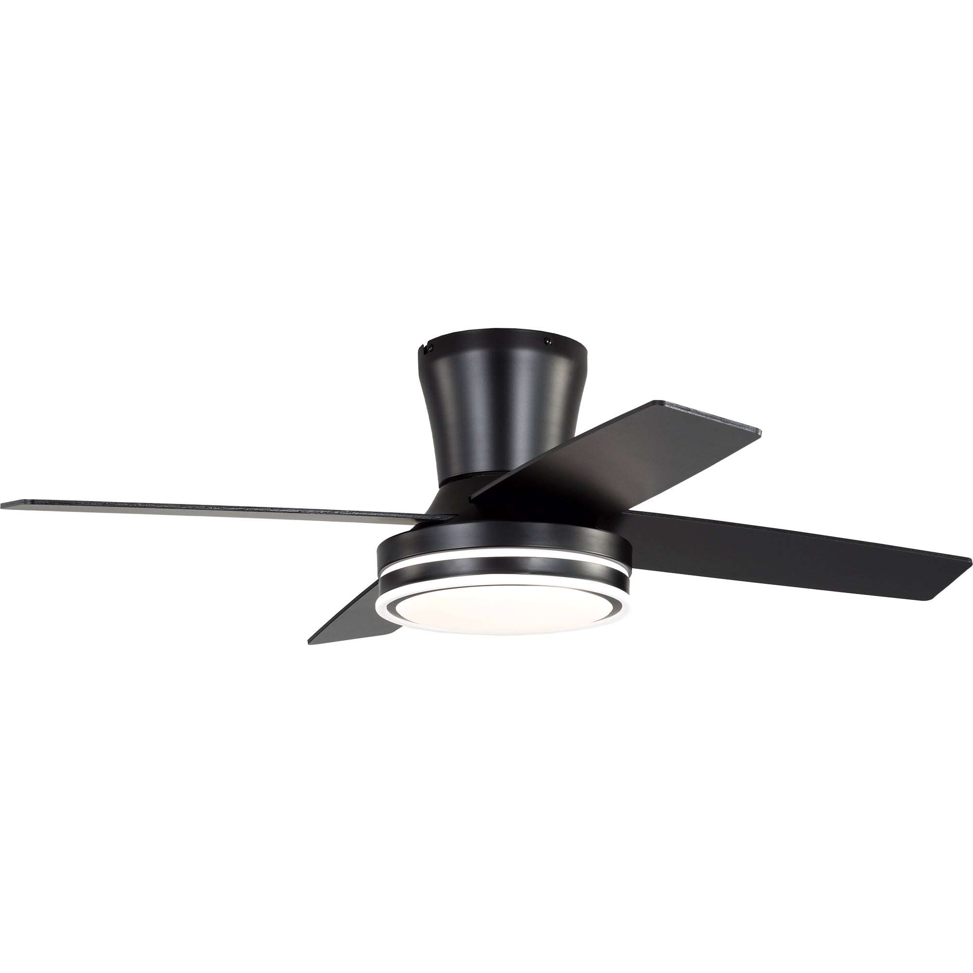 44 Inch Black/Chrome Modern Flush Mount Ceiling Fan with Dimmable LED Lights and Remote, 6 Speeds DC Motor Low Profile Ceiling Fan