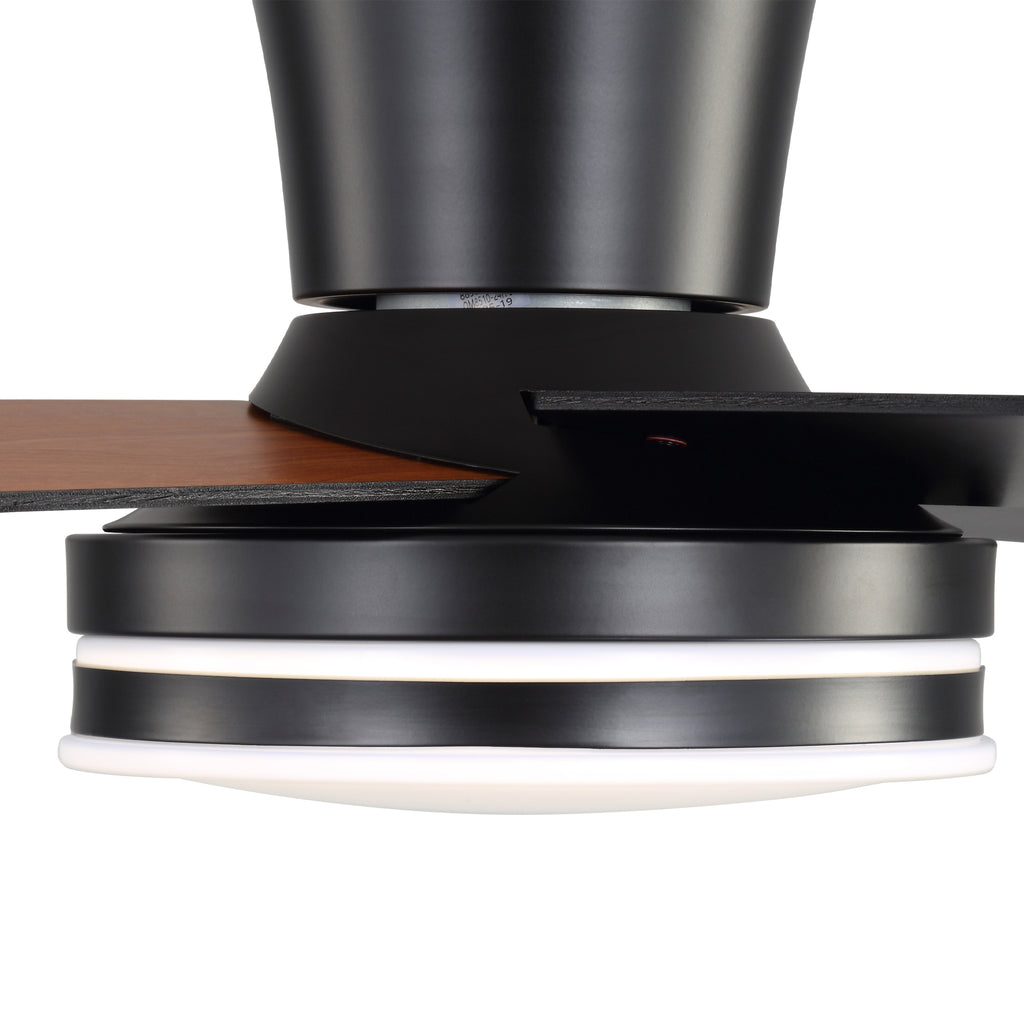 44 Inch Black/Chrome Modern Flush Mount Ceiling Fan with Dimmable LED Lights and Remote, 6 Speeds DC Motor Low Profile Ceiling Fan