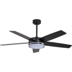 52 Inch Modern Black/Chrome Ceiling Fan with Dimmable LED Lights and Remote Control, 6 Speeds DC Motor Reversible Ceiling Fan for Large Room