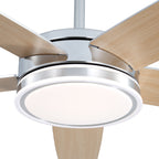52 Inch Modern Black/Chrome Ceiling Fan with Dimmable LED Lights and Remote Control, 6 Speeds DC Motor Reversible Ceiling Fan for Large Room