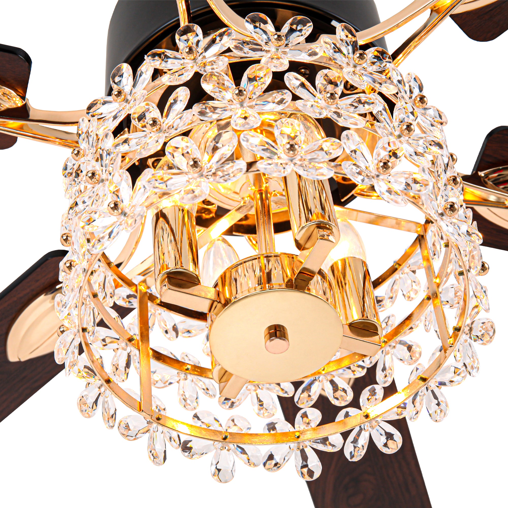 65 Inch Modern Glam Crystal Ceiling Fan with Lights and Remote Control,6 Speeds DC Motor  Black/Chrome Large Ceiling Fan with Crystals