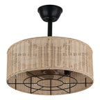 18 Inch Bohemian Rattan Caged Ceiling Fan with Lights and Remote Control, 7-Blade Reversible Bladeless Fandelie Ceiling Fan